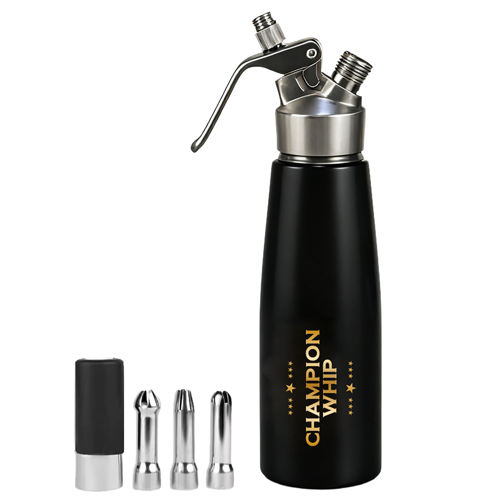 500ml stainless steel whipped cream dispenser set with decorating nozzles and charger holder – Champion Whip