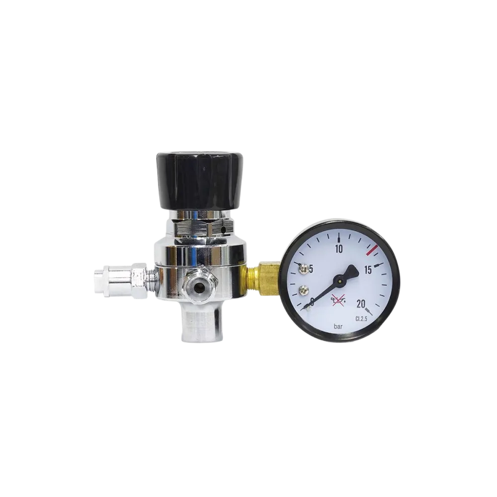 1. Champion Whip single gauge nitrous oxide pressure regulator front view
2. Champion Whip dual gauge nitrous oxide pressure regulator front view
3. Champion Whip nitrous oxide pressure regulator with hose and adapter kit
4. Champion Whip nitrous oxide pressure regulator side view with hose connection
