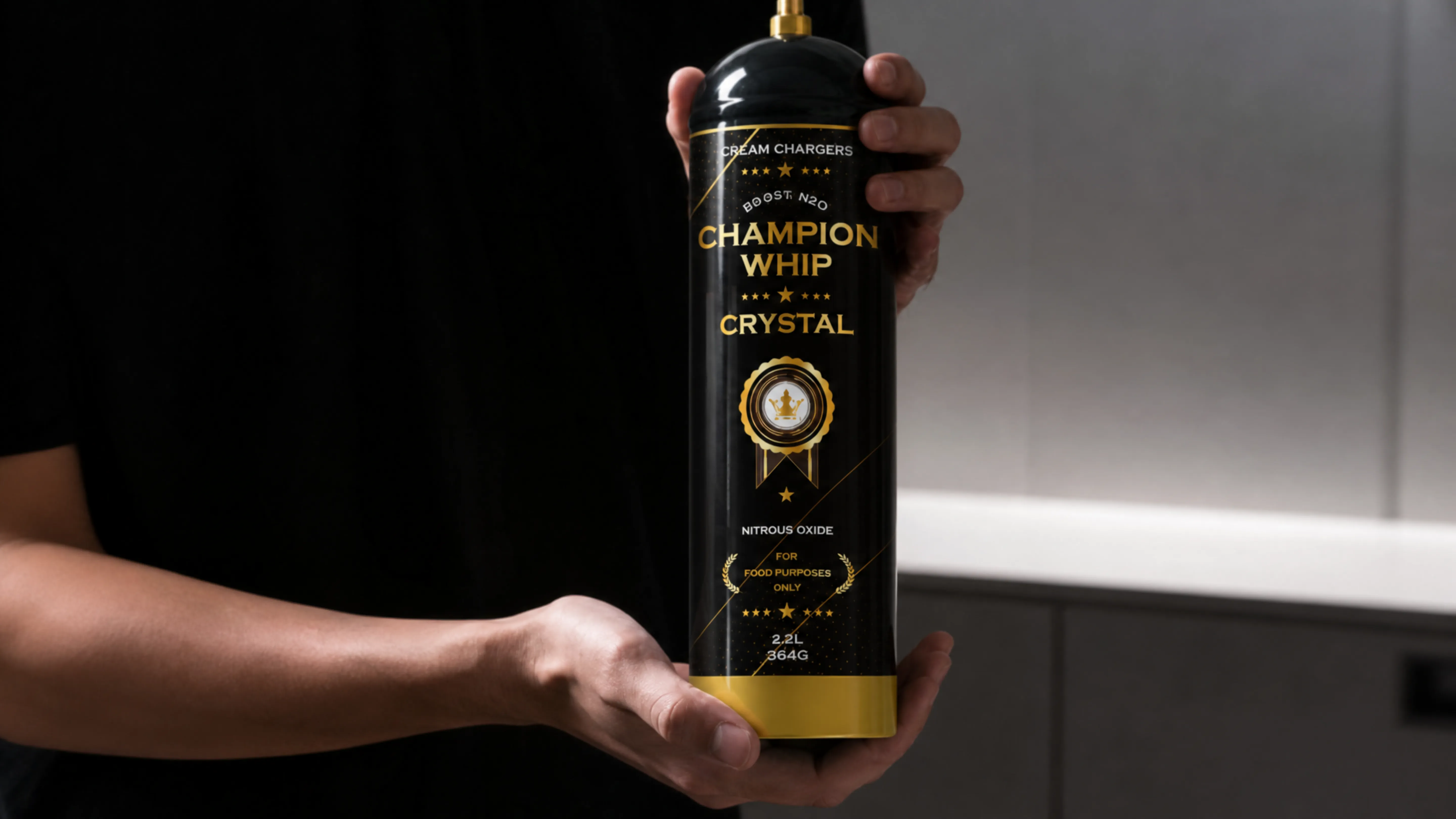 Stainless steel reusable cream canister and single-use cream charger from Champion Whip